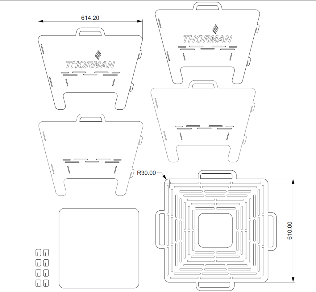 Lõkkealuse joonis laseriga tootmiseks